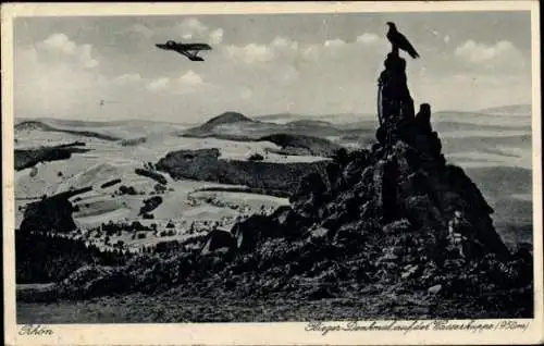 Ak Gersfeld in der Rhön Hessen, Wasserkuppe, Flieger-Denkmal, Flugzeug