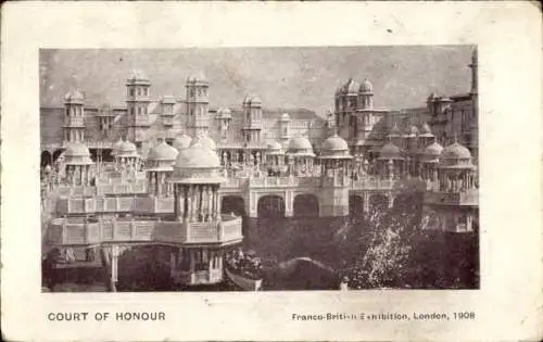 Ak London City England, Französisch-Britische Ausstellung 1908, Ehrenhof