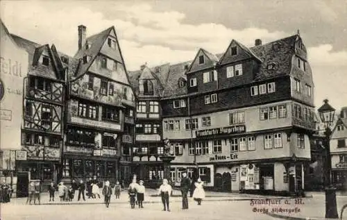 Ak Frankfurt am Main, Große Fischergasse, Freiheitsbrunnen, Zum Roseneck