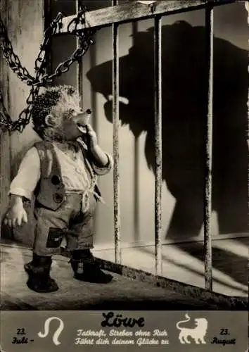 Ak Mecki der Igel, Sternzeichen Löwe, Leo, 23. Juli bis 22. August