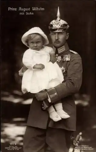 Ak Prinz August Wilhelm von Preußen, Portrait mit Sohn Alexander Ferdinand