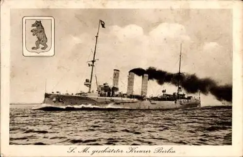 Ak Deutsches Kriegsschiff, SMS Berlin, geschützter Kreuzer, Kaiserliche Marine