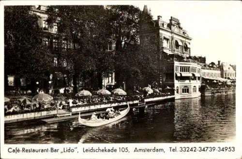 Ak Amsterdam Nordholland Niederlande, Café Restaurant Bar Lido, Leidschekade 105