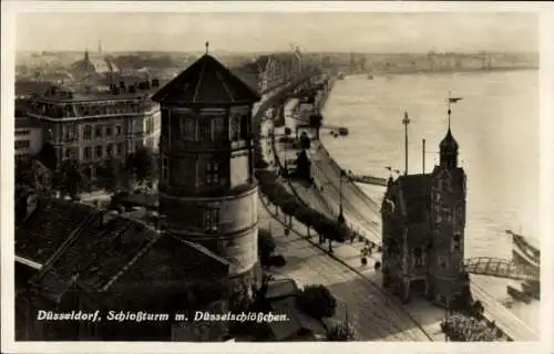 Ak Düsseldorf am Rhein, Düsselschlösschen, Schlossturm