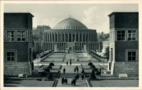 Ak Düsseldorf am Rhein, Rheinhalle, Planetarium mit Ehrenhof