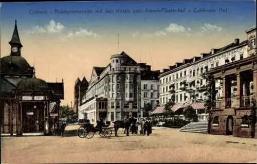 Ak Koblenz am Rhein, Rheinpromenade, Hotel zum Riesen-Fürstenhof, Coblenzer Hof