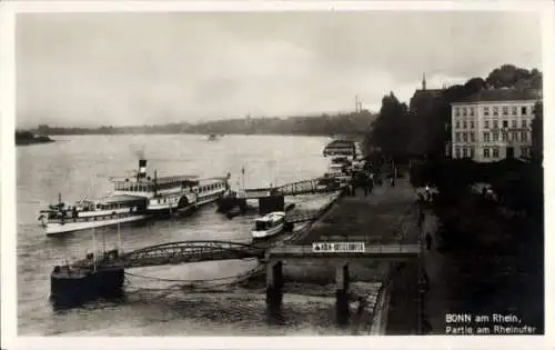 Ak Bonn am Rhein, Rheinufer, Dampfer