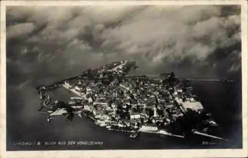 Foto Ak Lindau am Bodensee Schwaben, Fliegeraufnahme