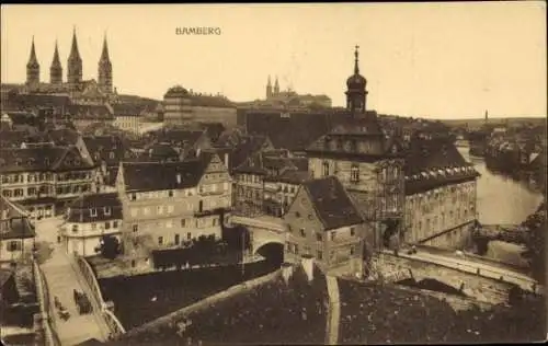 Ak Bamberg in Oberfranken, Teilansicht, Blick über die Dächer, Kirchtürme