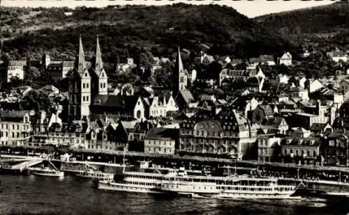 Ak Boppard am Rhein, Blick über den Fluss auf den Ort, Passagierschiffe