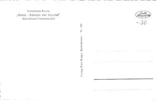 Ak Baiersbronn im Schwarzwald, Katholische Kirche Maria Königin der Apostel