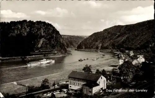 Ak Sankt Goarshausen am Rhein, Loreley, Felsental der Loreley, Gasthaus Loreleyblick