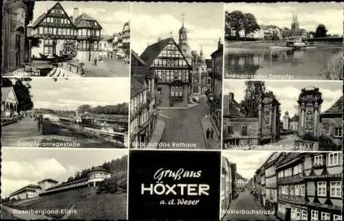 Ak Höxter an der Weser, Dechanei, Weserbergland-Klinik, Westerbachstraße, Rathaus, Schloss Corvey