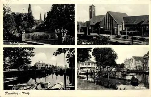 Ak Oldenburg in Oldenburg, Bahnhof, Am Stau, Schlossgarten