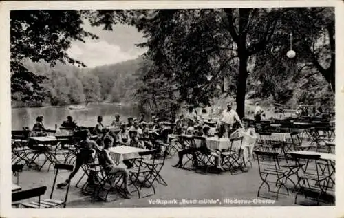 Ak Oberau Niederau in Sachsen, Volkspark Buschmühle, Außenterrasse