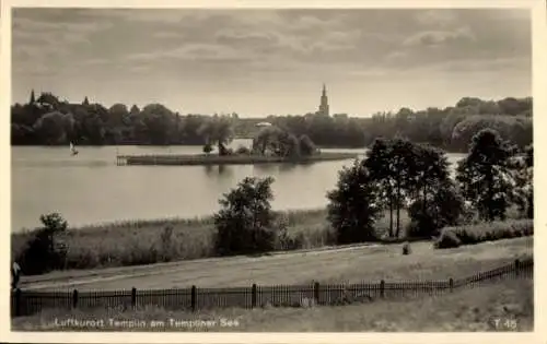 Ak Templin Uckermark, am Templiner See, Insel, Panorama