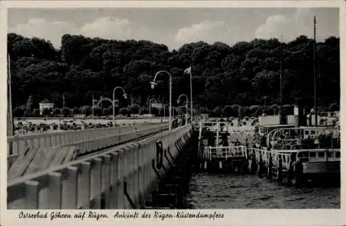 Ak Ostseebad Göhren auf Rügen, Ankunft des Rügen-Küstendampfers