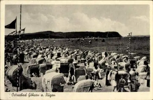 Ak Ostseebad Göhren auf Rügen, Strand, Strandkörbe