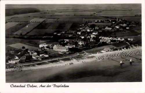 Ak Ostseebad Dahme in Holstein, Vogelschau, Strand