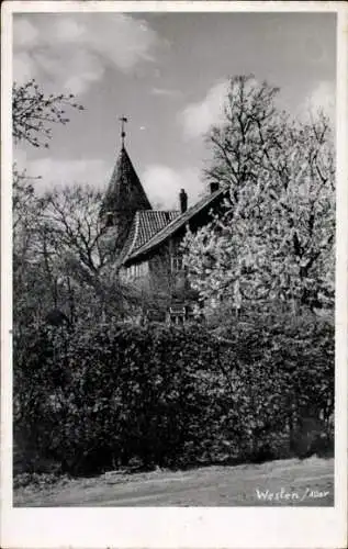 Ak Westen Dörverden Niedersachsen, Blühender Baum, Turm