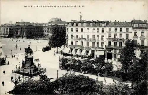 Ak Lille Nord, Rue Faidherbe und Place Richebé