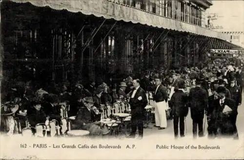 Ak Paris VII, belebte Cafés am Boulevard