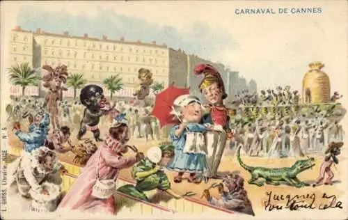 Litho Cannes Alpes Maritimes, Karneval, Kostüme, Krokodil, Faschingsumzug