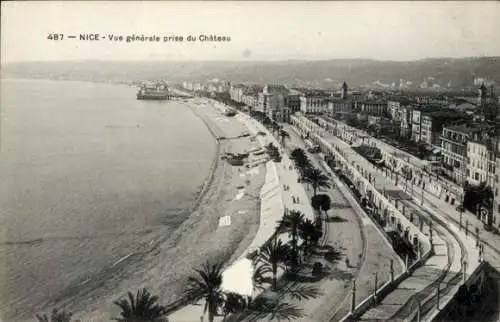 Ak Nice Nizza Alpes Maritimes, Gesamtansicht, Blick vom Schloss