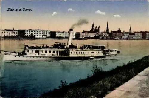 Ak Linz an der Donau Oberösterreich, Dampfer