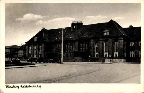 Ak Flensburg in Schleswig Holstein, Reichsbahnhof