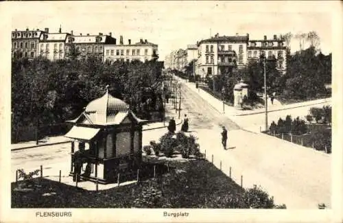 Ak Flensburg in Schleswig Holstein, Burgplatz, Kiosk