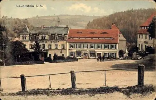 Ak Lauenstein Altenberg im Erzgebirge, Straßenpartie, Hotel Stadt Teplitz