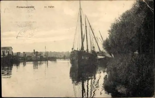 Ak Hamburg Mitte Finkenwerder Finkenwärder, Hafen, Segelschiff