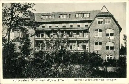 Ak Wyk auf Föhr Nordfriesland, Nordsee Sanatorium, Haus Tübingen