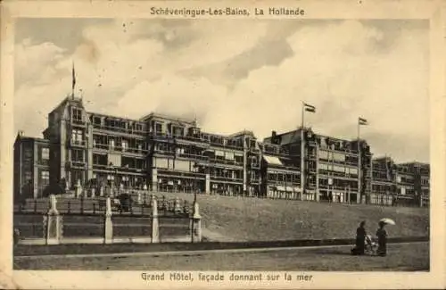 Ak Scheveningen Den Haag Südholland, Grand Hotel, Seefassade
