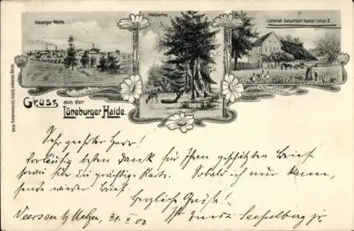 Litho Lutterloh Südheide Lüneburger Heide, Geburtsort Kaiser Lothar II, Kieselgur Werke, Waldpartie