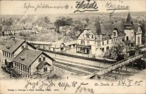 Ak Groß Ilsede in Niedersachsen, Gesamtansicht, Bahnhof