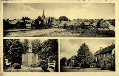 Ak Groß Lafferde Ilsede in Niedersachsen, Gesamtansicht, Kriegerdenkmal