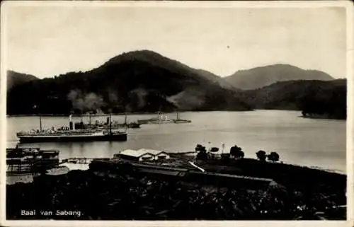 Ak Sabang Indonesien, Panorama, Hafen, Schiffe