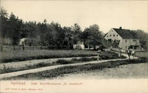 Ak Karlovy Vary Karlsbad Stadt, Wald-Restaurant St. Leonhard