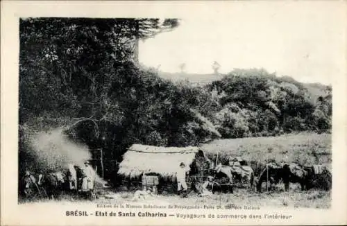 Ak Etat de Santa Catharina Brasilien, Voyageurs de commerce dans l'intérieur