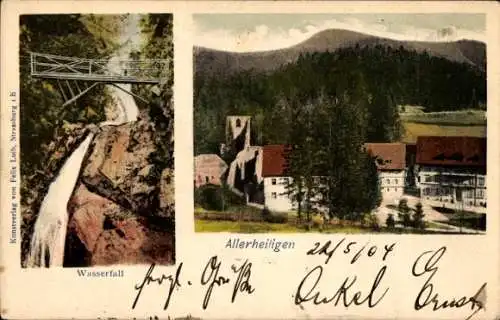 Ak Allerheiligen Oppenau im Schwarzwald, Teilansicht, Wasserfall