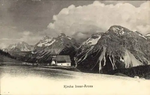 Ak Arosa Kanton Graubünden Schweiz, Kirche, Bergkette