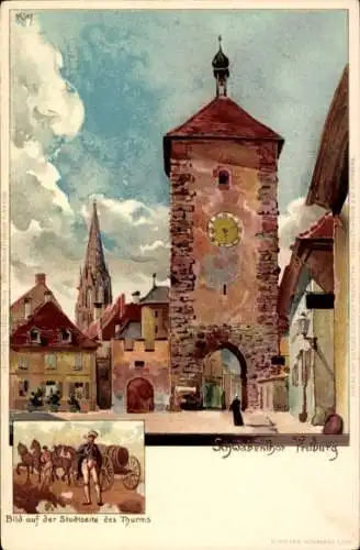 Künstler Litho Kley, H., Freiburg im Breisgau, Schwabentor, Turm