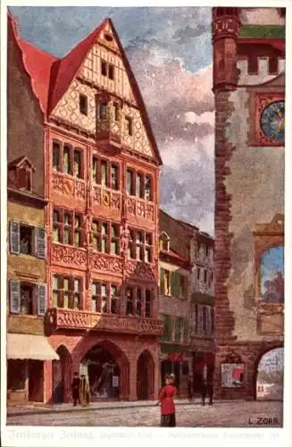 Künstler Ak Zorn, Freiburg, Haus der Freiburger Zeitung