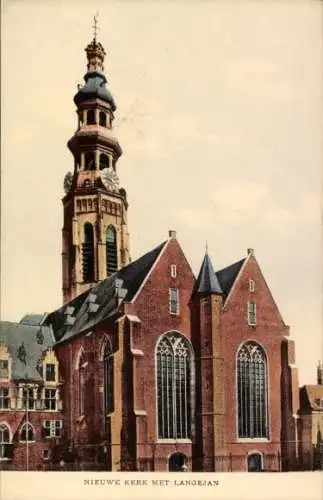 Ak Middelburg Zeeland Niederlande, Nieuwe Kerk mit Langejan