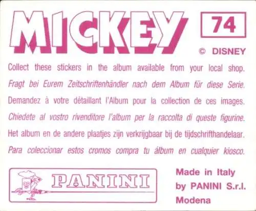 Sammelbild Mickey Nr. 74, Pluto, Disney