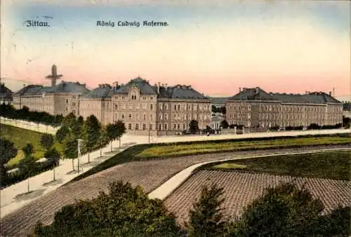 Ak Zittau in Sachsen, König-Ludwig-Kaserne