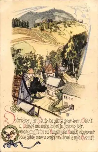 Künstler Ak Schmidt, Karl W., Lückendorf Oybin Oberlausitz, Lied Meine Heemi von F. R. Böhme