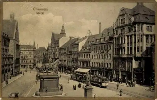 Ak Chemnitz in Sachsen, Markt, Passage, Denkmal